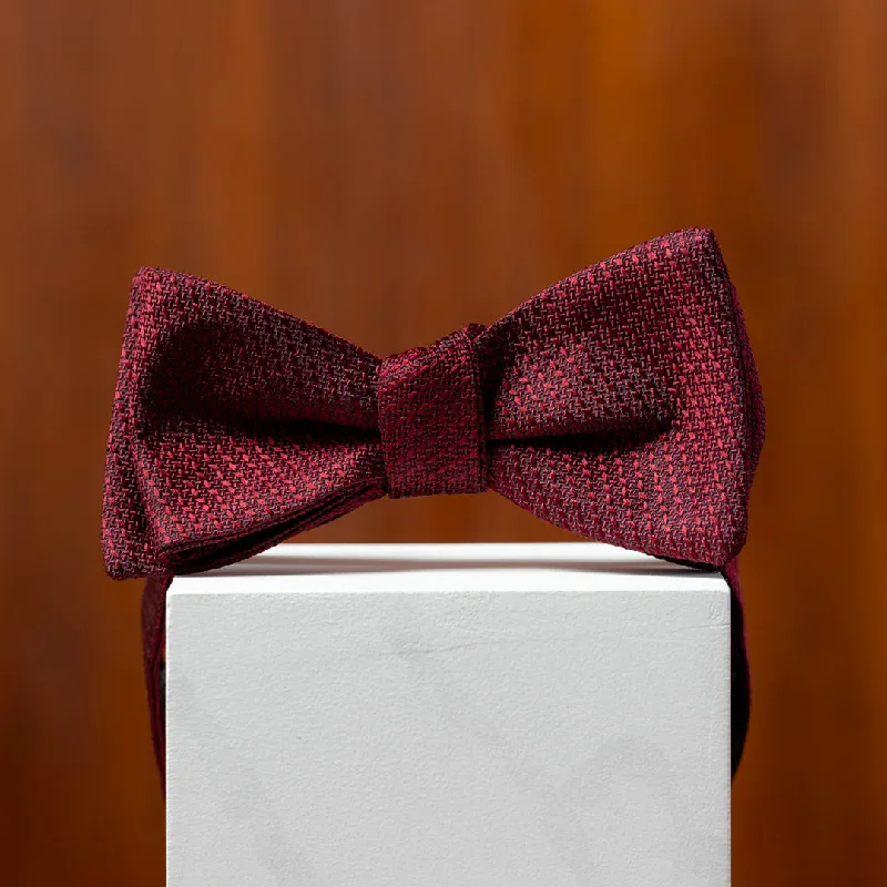 Burgundy Solid Textured Silk Bow Tie