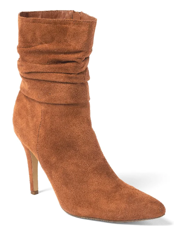 Slouchy Pointed Toe Booties - Cognac