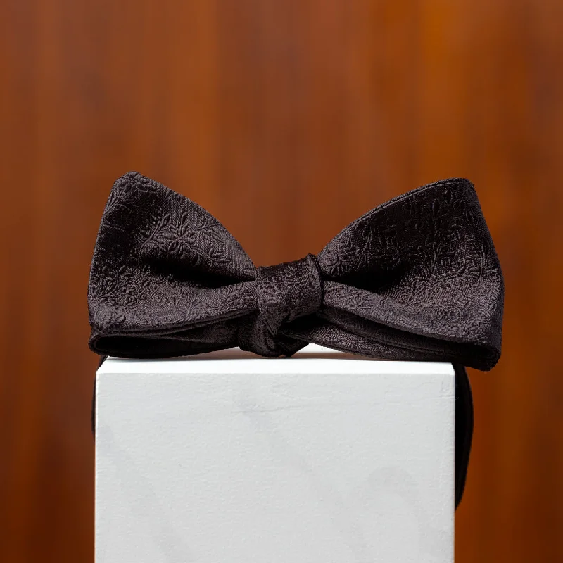 Black Subtle Floral Silk Bow Tie