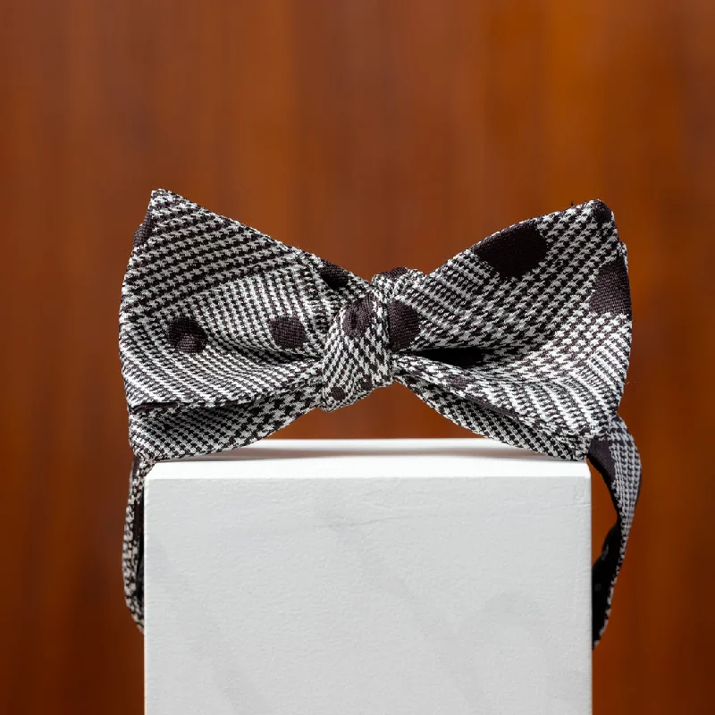 Glen Plaid with Black Paint Splatter Silk Bow Tie