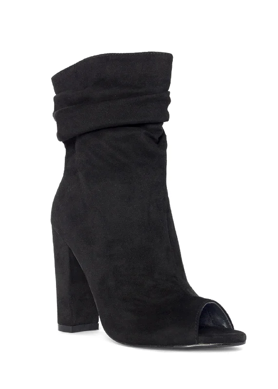 Peep Toe Booties - Black