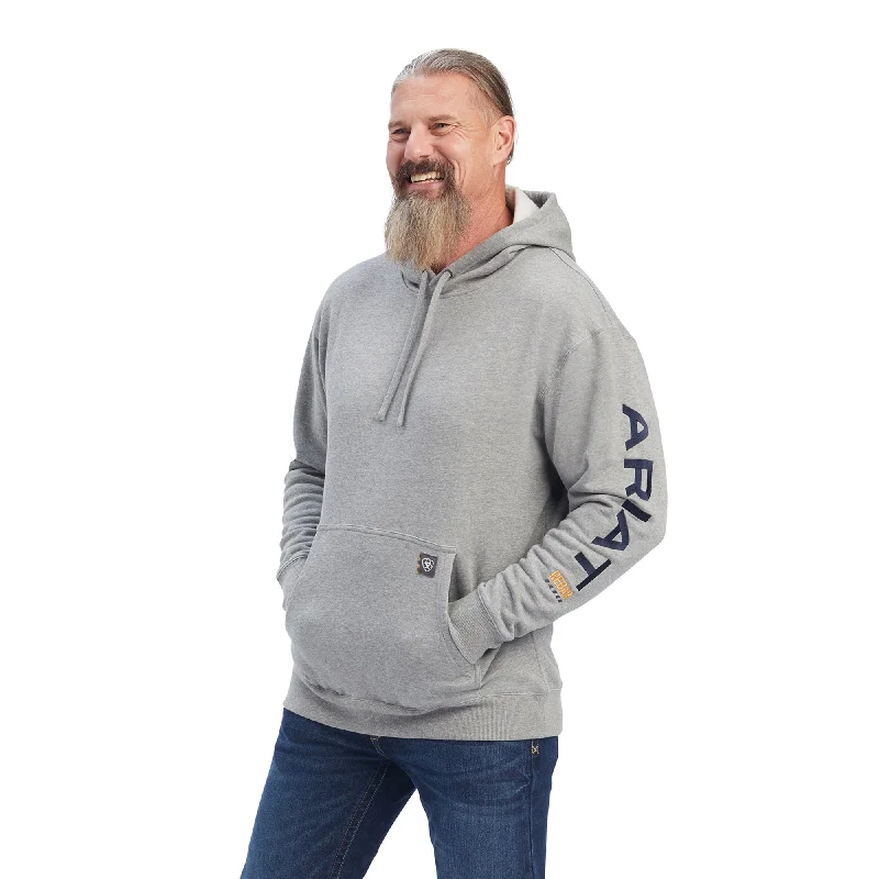 Men's Shirts with Contrast CollarsAriat Men's Rebar Graphic Hoodie_Heather Grey