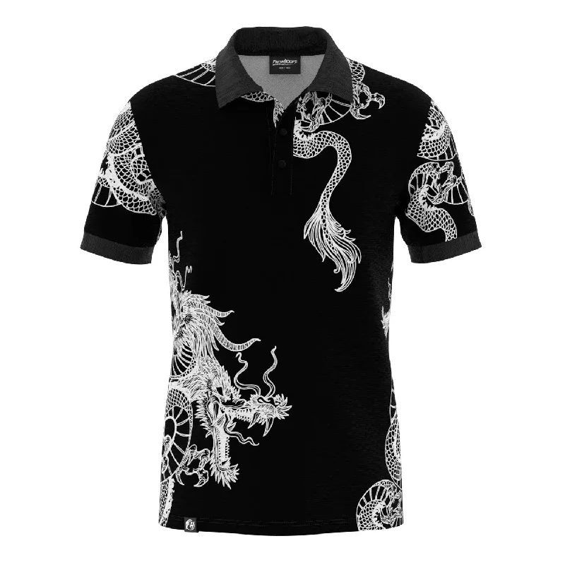 Men's Shirts with Pleated HemlinesBlack-N-White Dragons Polo Shirt