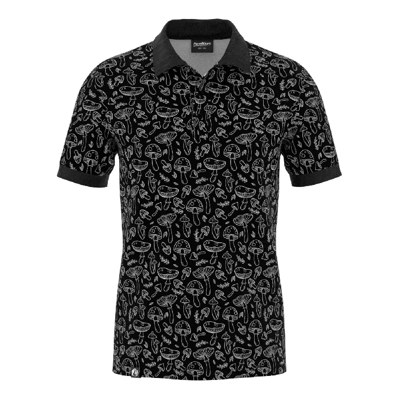 Men's Shirts with Logo EmbossmentsBlack 'n' White Mushrooms Polo Shirt