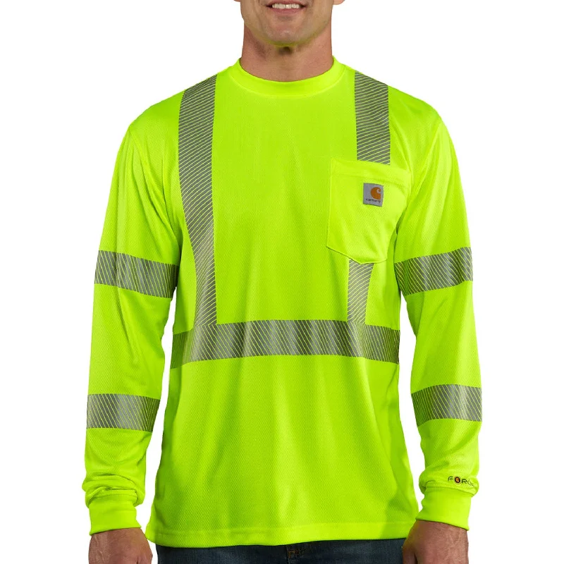 Men's Shirts with Velcro ClosuresCarhartt Men's Force Class 3 Hi-Vis Long Sleeve T-Shirt