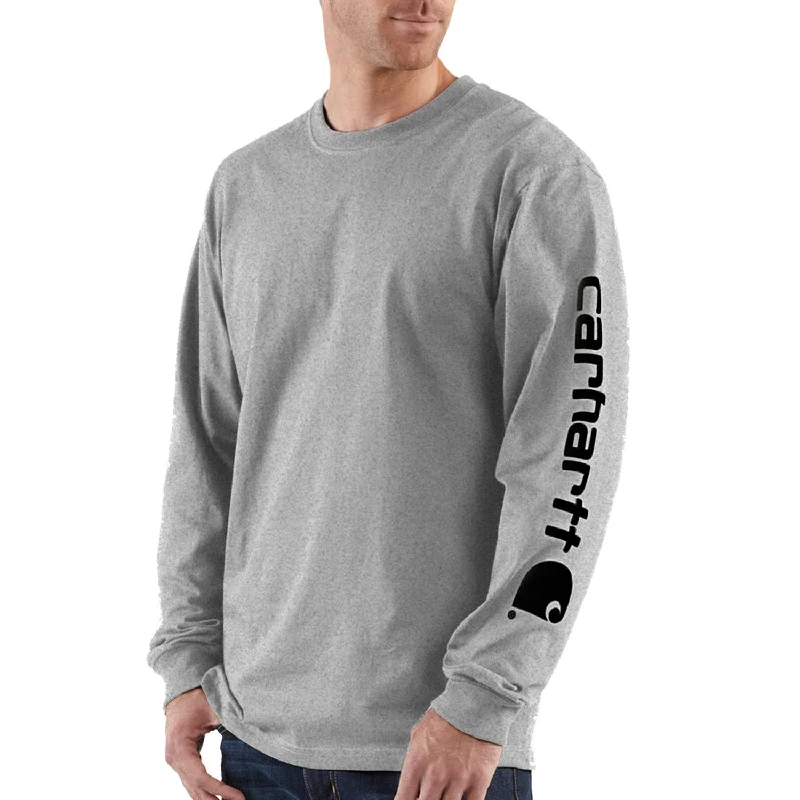 Men's Shirts with Scoop NecksCarhartt Men's Signature Logo Long Sleeve T-Shirt_Heather Grey