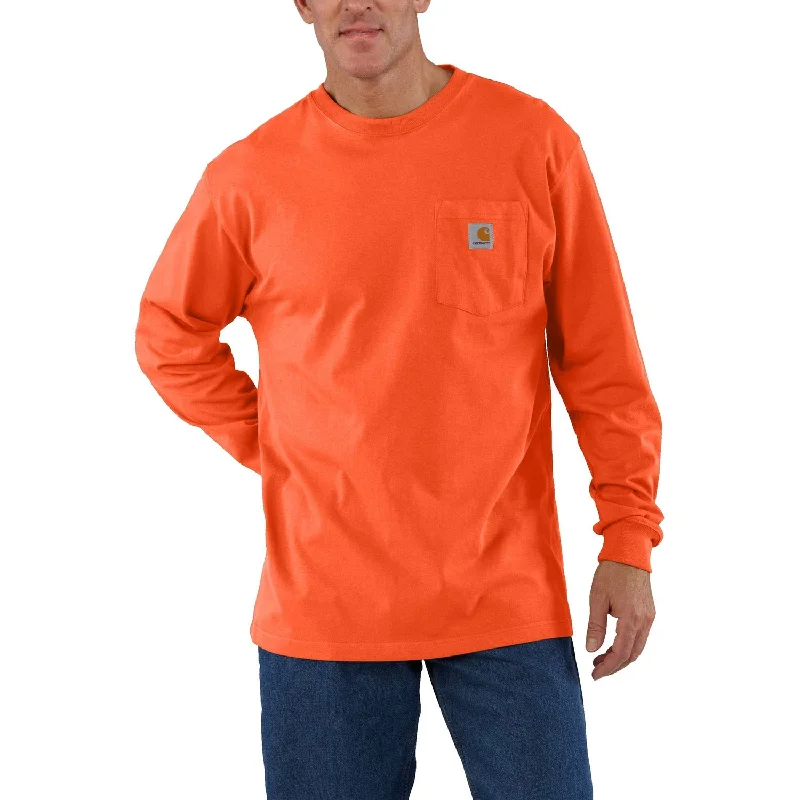 Men's Three-Quarter Sleeved TopsCarhartt Men's Long Sleeve Pocket T-Shirt_Brite Orange