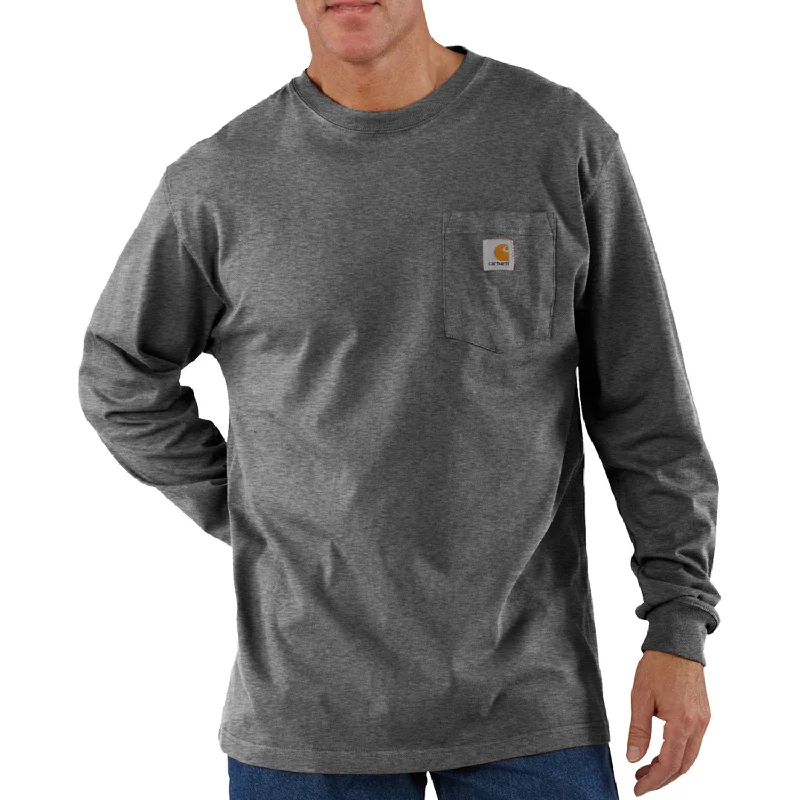 Men's Shirts with Drawstring WaistbandsCarhartt Men's Long Sleeve Pocket T-Shirt_Carbon Heather