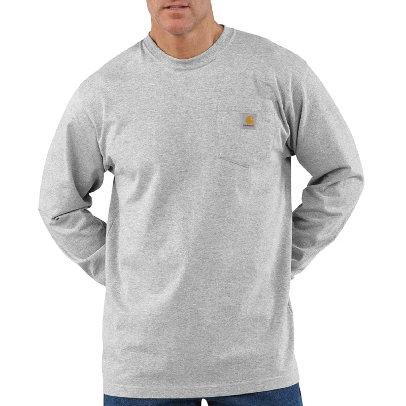 Men's Shirts with Hook-and-Loop ClosuresCarhartt Men's Long Sleeve Pocket T-Shirt_Heather Grey