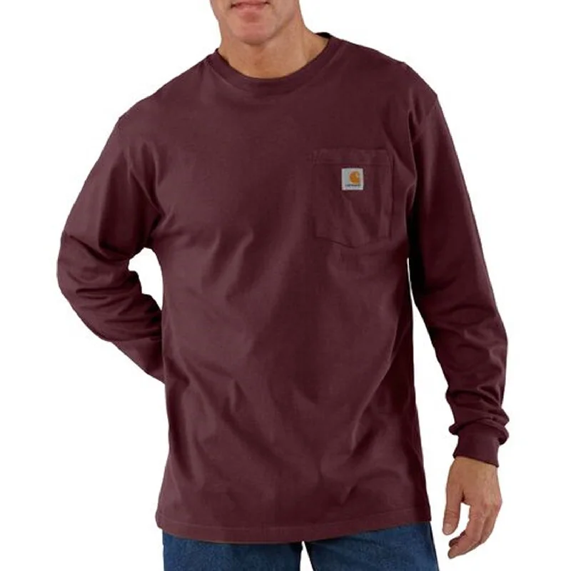 Men's Shirts with Snap ButtonsCarhartt Men's Long Sleeve Pocket T-Shirt_Port