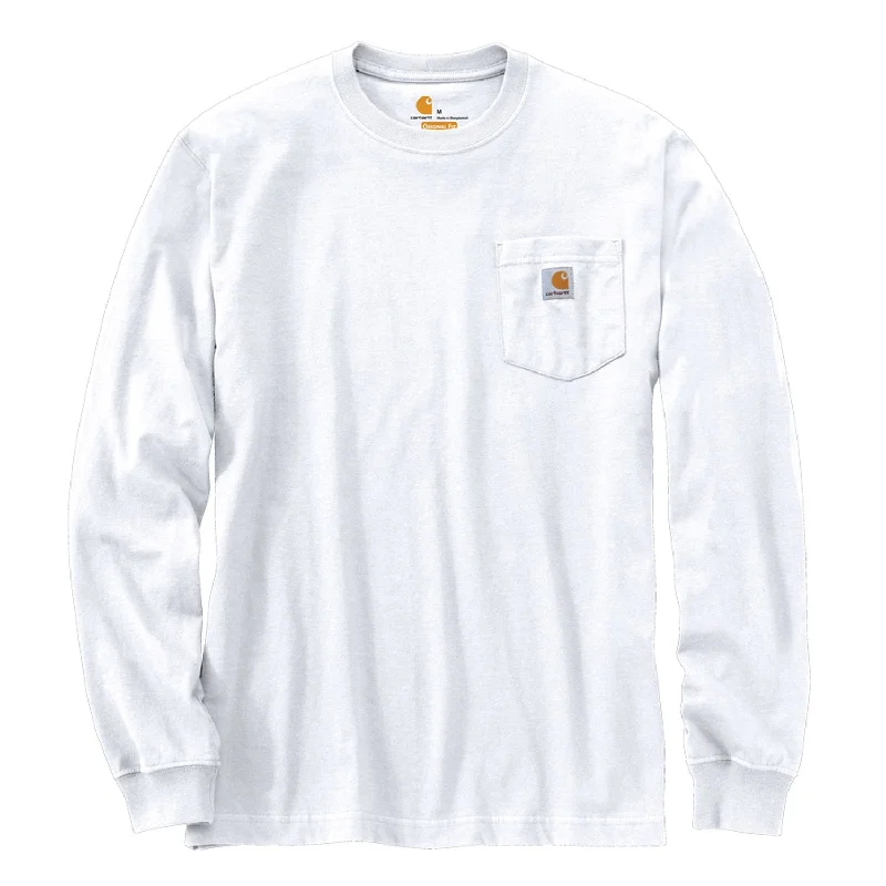 Men's Shirts with Convertible CollarsCarhartt Men's Long Sleeve Pocket T-Shirt_White