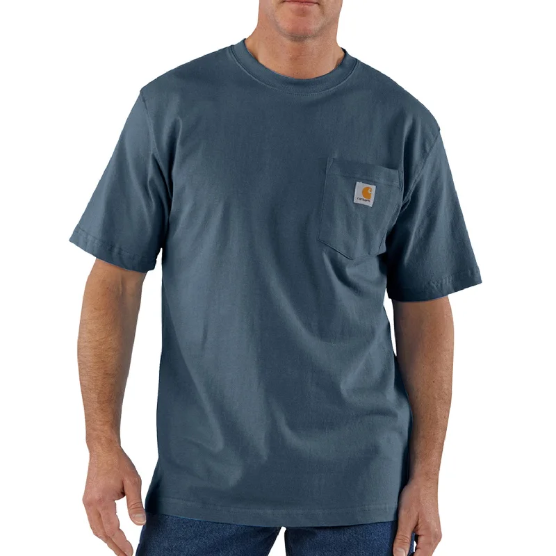 Men's Shirts with Embellished CollarsCarhartt Men's Short Sleeve Pocket T-Shirt_Bluestone