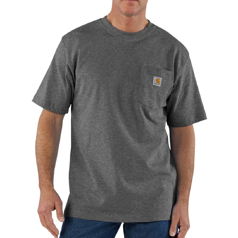 Men's Shirts with Patchwork SleevesCarhartt Men's Short Sleeve Pocket T-Shirt_Carbon Heather