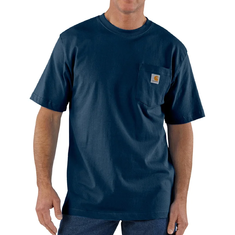 Men's Shirts with Embellished HemlinesCarhartt Men's Short Sleeve Pocket T-Shirt_Navy