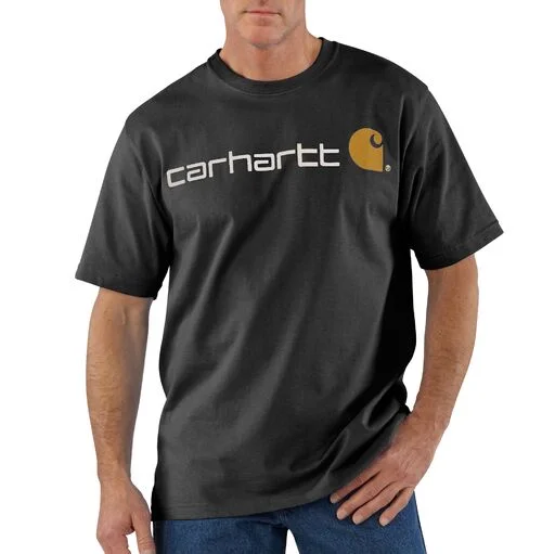 Men's Shirts with Hook-and-Loop ClosuresCarhartt Men's Signature Logo Short Sleeve T-Shirt_Black