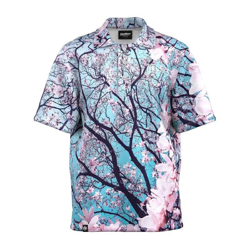 Men's Shirts with Hidden ButtonsCherry Blossom Oversized Polo Shirt