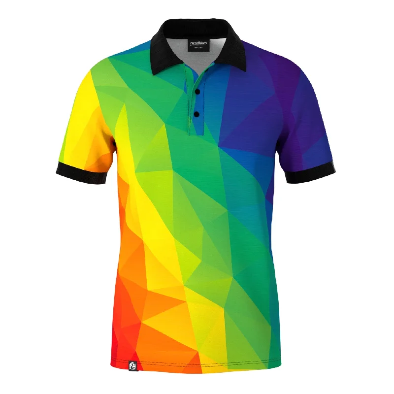 Men's Shirts with Short PlacketsCubes Rainbow Polo Shirt