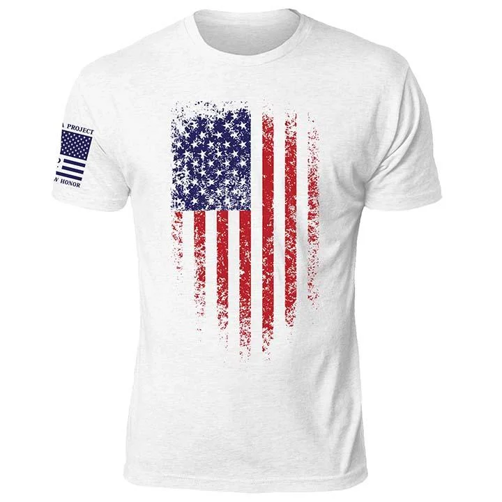 Men's Shirts with Embellished SleevesDistressed Flag