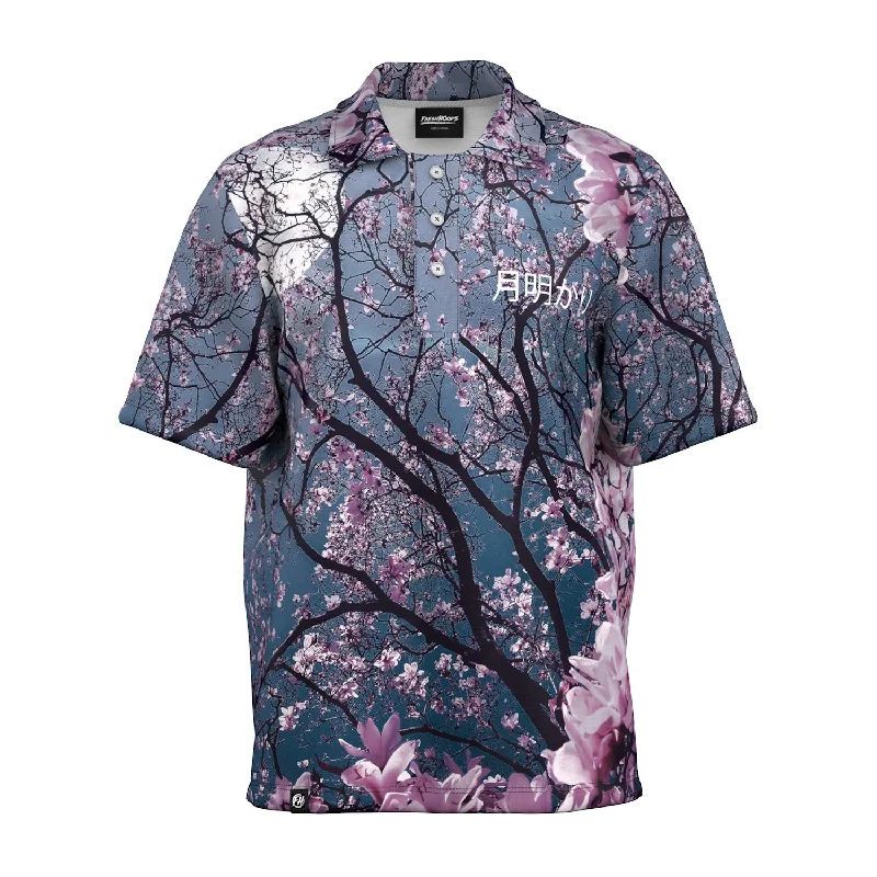 Men's Shirts with Custom MonogramsMoonlight Blossom Oversized Polo Shirt