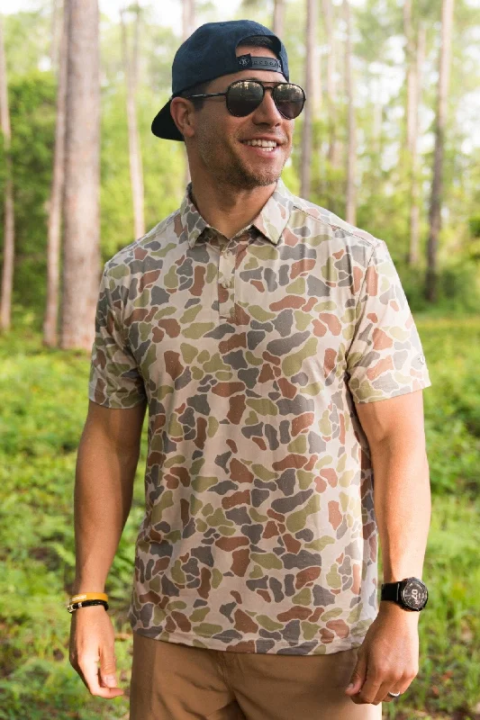 Men's Three-Quarter Sleeved TopsPerformance Polo - Driftwood Camo