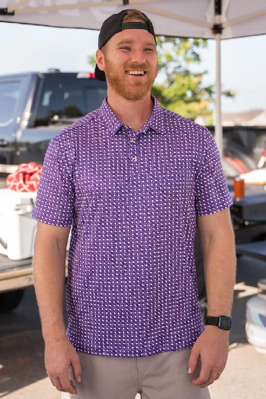 Men's Shirts with Hidden PocketsPerformance Polo - Texas Purple & White