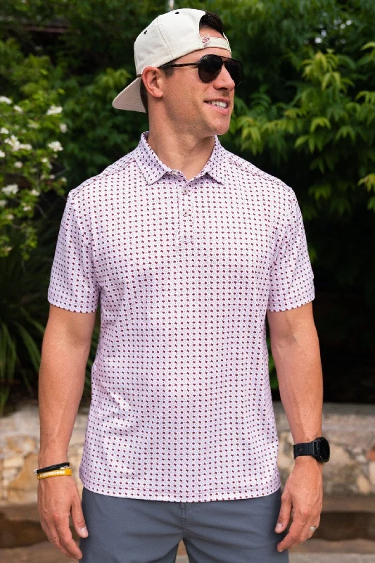 Striped Men's TopsPerformance Polo - Texas White & Maroon