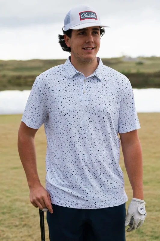 Men's Shirts with Surplice HemlinesPerformance Polo - White Speckled