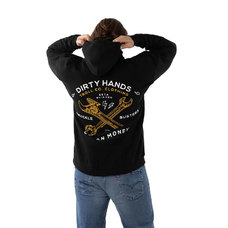 Men's Shirts with Roll-Up SleevesTroll Co. Men's Twisting Wrenches "Dirty Hands Clean Money" Graphic Hoodie