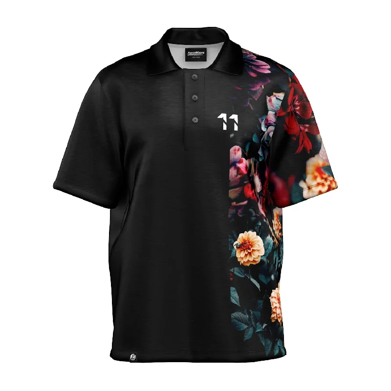 Men's Shirts with Drawstring WaistbandsVintage Flowers Oversized Polo Shirt