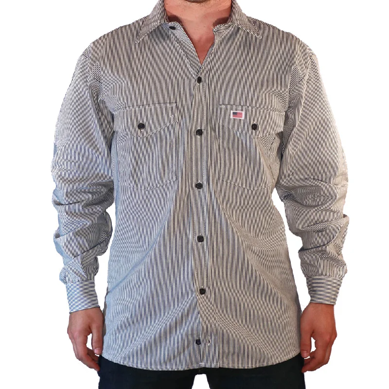 Men's Shirts with Double-Breasted DesignsWhistle Workwear Men's Hickory Button-Down Long Sleeve Work Shirt