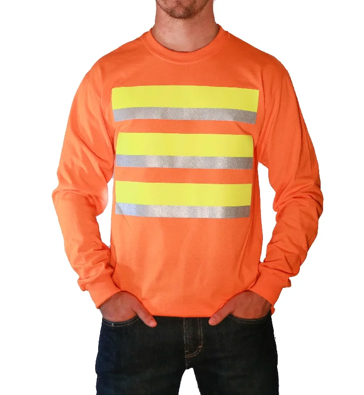 Men's Shirts with Cowl NecksWhistle Workwear Safety Long Sleeve T-Shirt_Orange