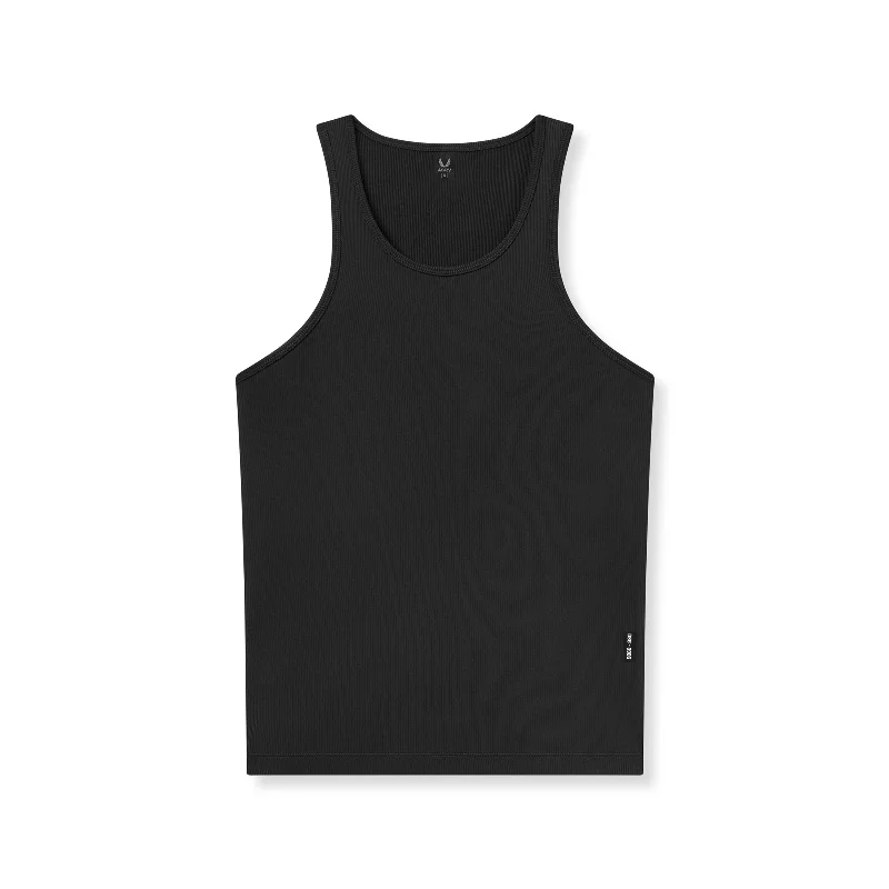 Men's Shirts with Raw-Edge Hemlines0986. Creora® Tech Ribbed Tank - Black