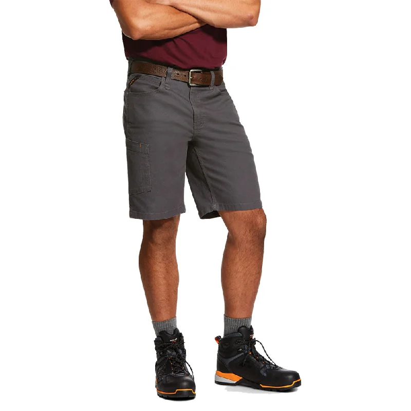 Men's Pants with Welt PocketsAriat Men's Rebar DuraStretch Made Tough 10" Shorts_Rebar Grey