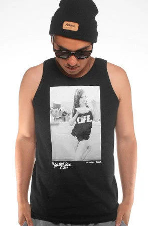 Men's Flowy Shirts for a Relaxed LookAshley Vee X Adapt :: Good Morning (Men's Black Tank)