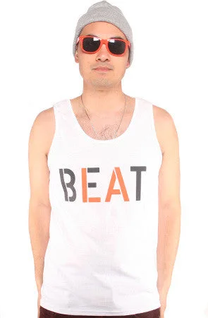 Men's Shirts with Tab CollarsBeat LA (Men's White/Orange Tank)