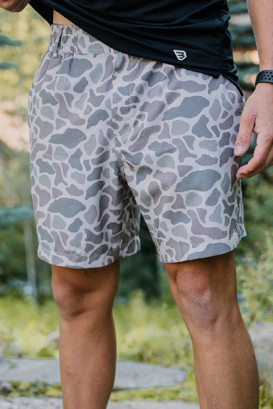 Stylish Men's Cargo PantsEveryday Short - Classic Deer Camo - Grey Pocket