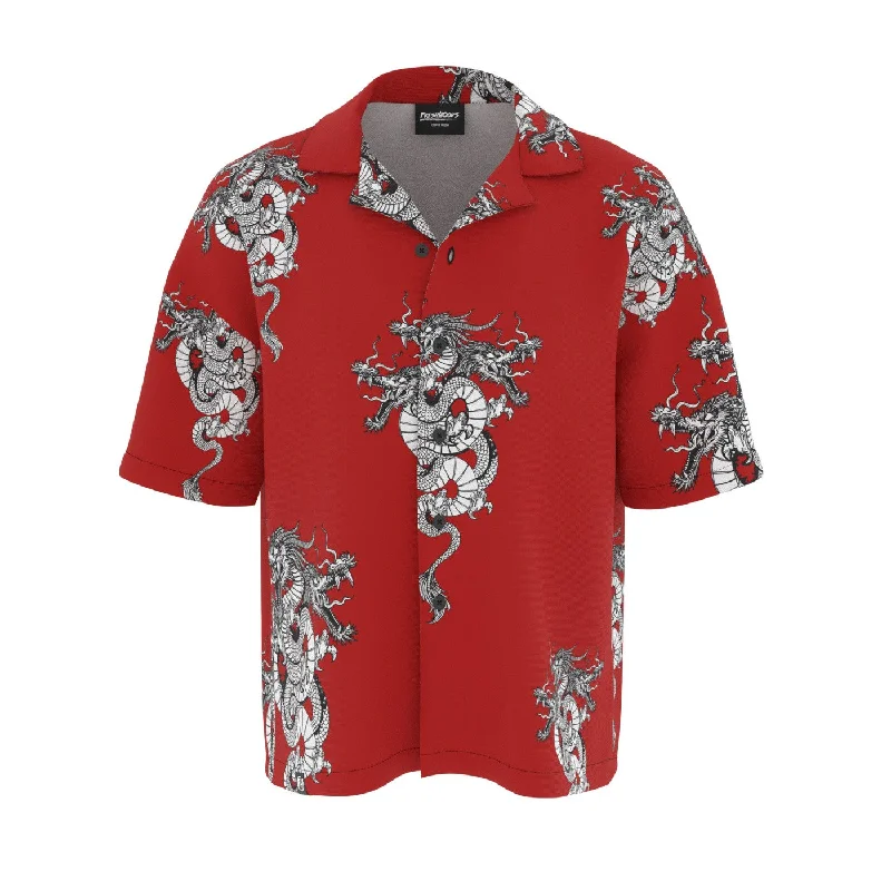 Men's Henley T-Shirts for a Casual TwistDragons Oversized Button Shirt