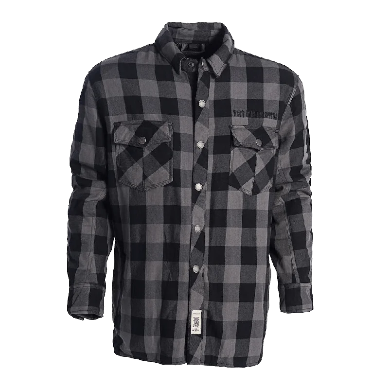 Men's Easy-Care Shirts for Busy LifestylesFLANNEL KEVLAR RIDING SHIRT GREY-BLACK