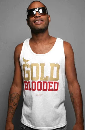 Men's Shirts with Logo EmbossmentsGold Blooded (Men's White/Red Tank)