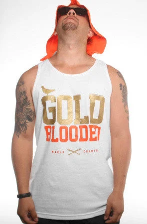 Men's Shirts with Button-Down CollarsGold Blooded World Champs (Men's White/Orange Tank)