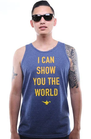 Solid-Colored Men's ShirtsI Can Show You The World (Men's Denim Heather Tank)