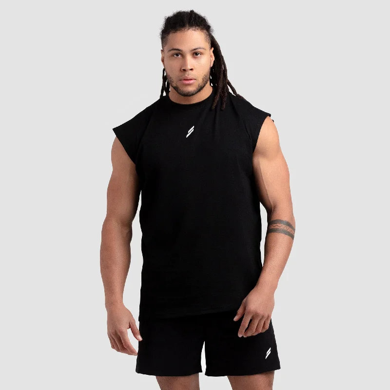 Men's Flowy Shirts for a Relaxed LookMark Oversize Cutoff Tank - Black