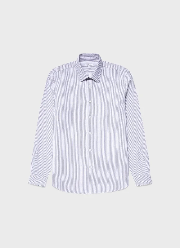 Men's Tailored Shirts for a Sharp AppearanceMen's Oxford Stripe Shirt in White/Navy Oxford Stripe