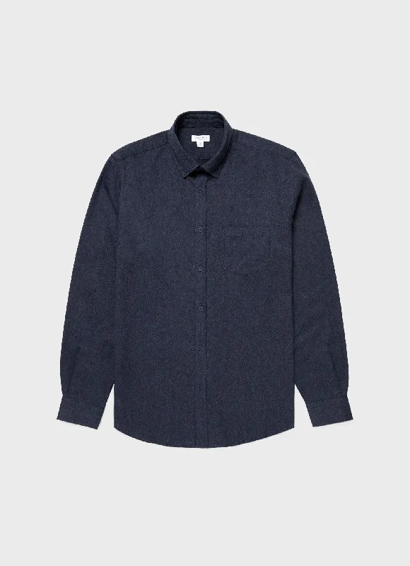 Men's Tailored Shirts for a Sharp AppearanceMen's Button Down Flannel Shirt in Navy Melange