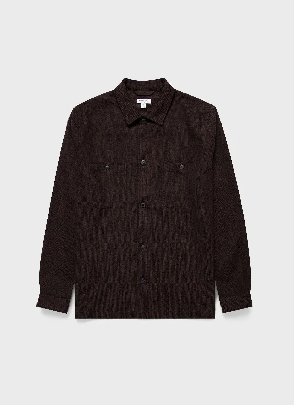 Men's Moisture-Wicking Shirts for All-Day ComfortMen's Herringbone Overshirt in Cocoa Brown