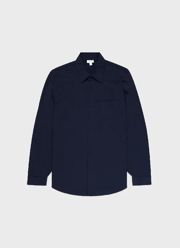 Men's Plaid Shirts for a Country CharmMen's Piqué Shirt in Navy