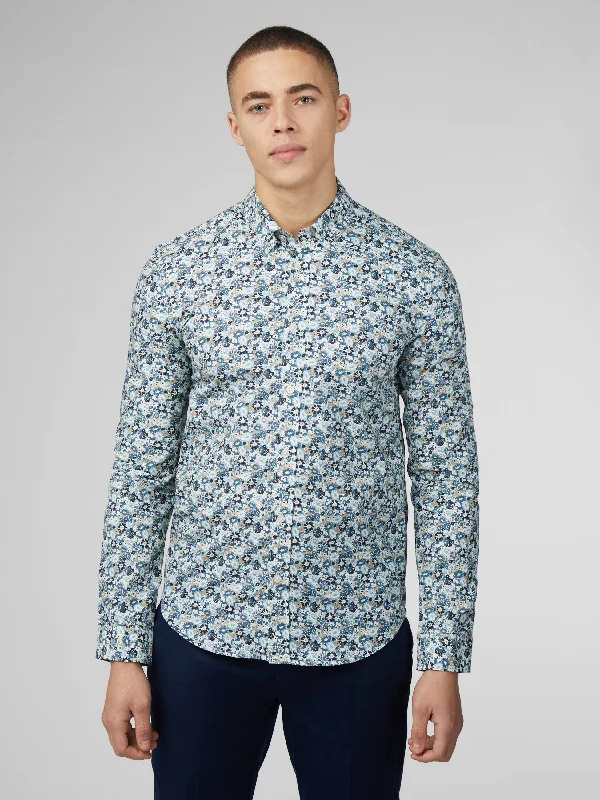 Men's Wingtip-Collar Shirts for a Classic TouchSignature Multicolor Floral Print Shirt - Petrol