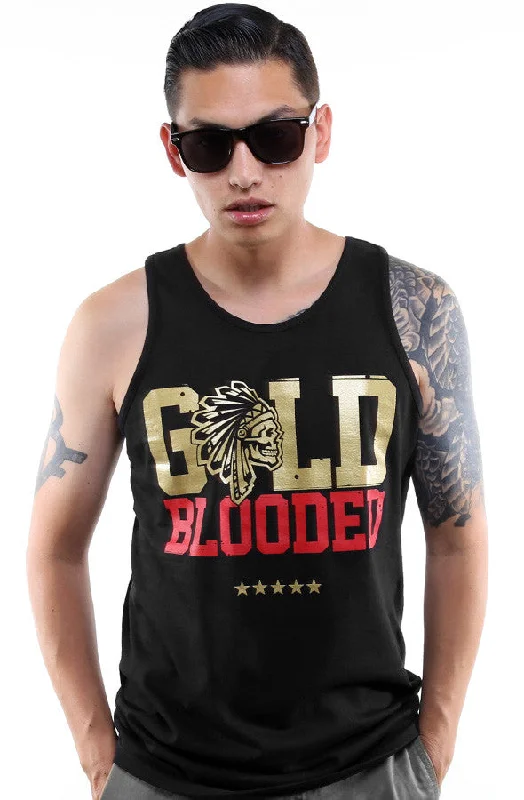 Men's Shirts with Patchwork SleevesSAVS X Adapt :: Gold Blooded Chiefs (Men's Black/Red Tank)