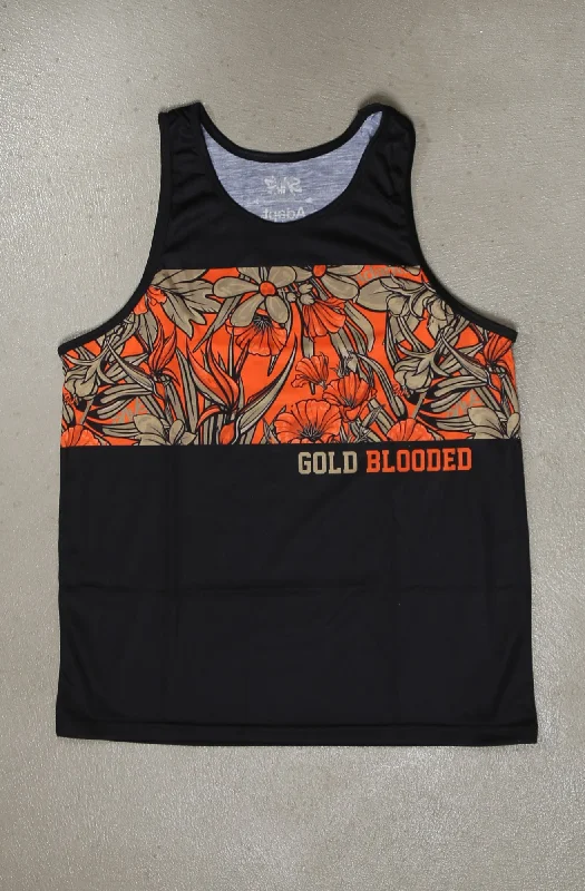 Men's Shirts with Contrast StitchingSAVS X Adapt :: Gold Blooded Floral (Men's Black/Orange Tank)