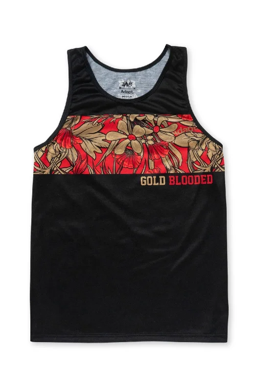 Men's Shirts with Embellished HemlinesSAVS X Adapt :: Gold Blooded Floral (Men's Black/Red Tank)